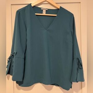 Teal V-Neck Women's Top